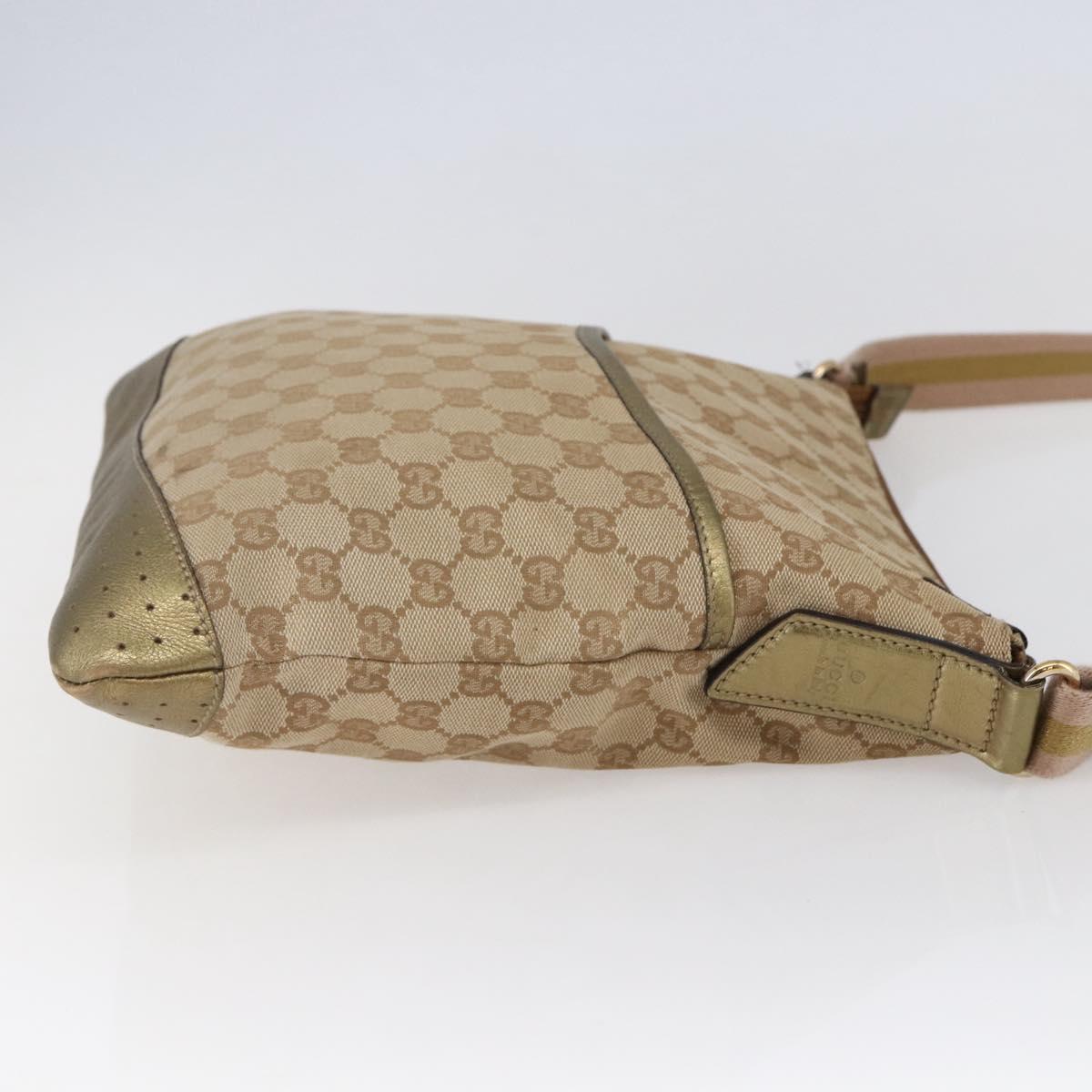 GUCCI GG Canvas Shoulder Bag Beige Gold 145857 Auth ep11216