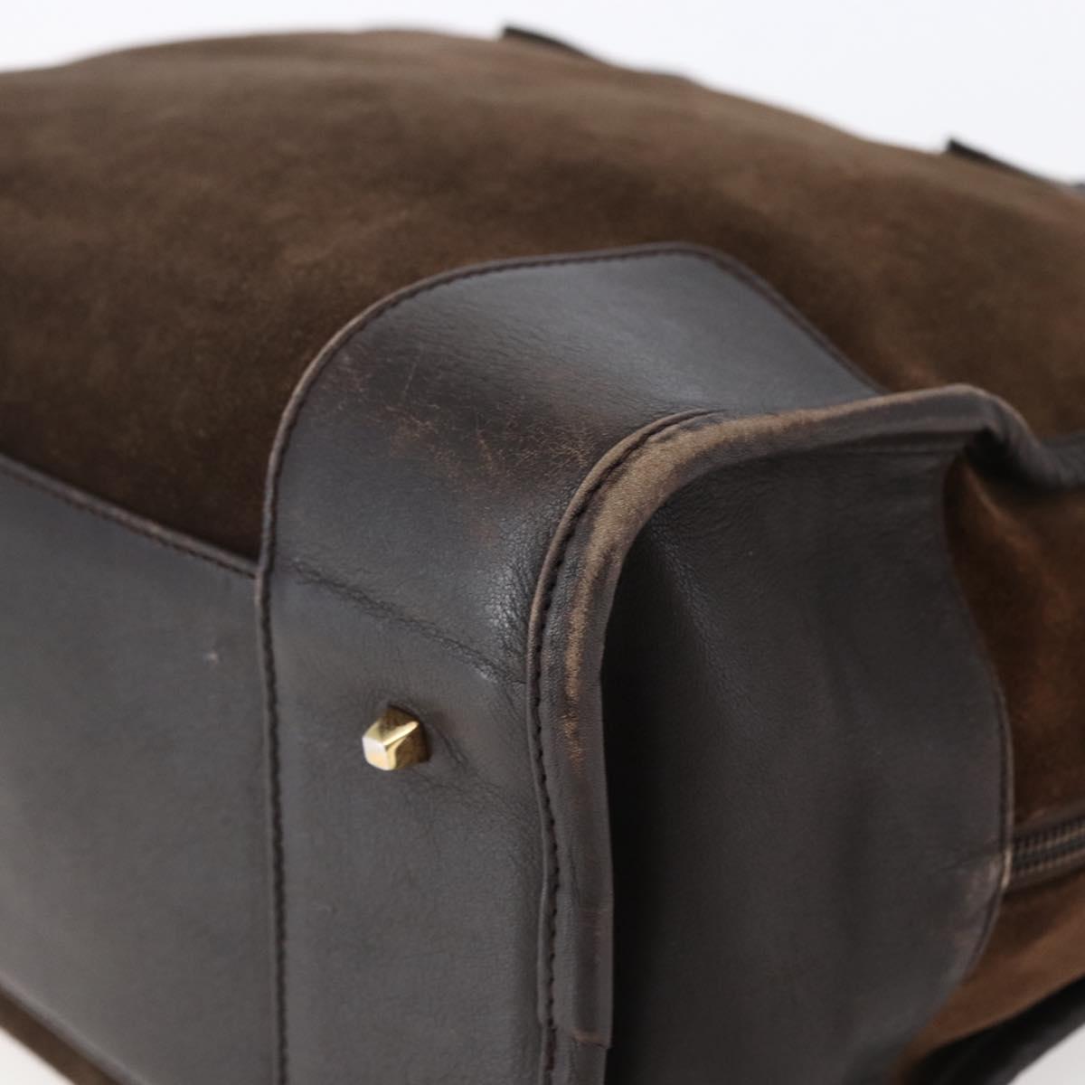 LOEWE Anagram Amazona 32 Hand Bag Suede Brown Gold Auth ep11227