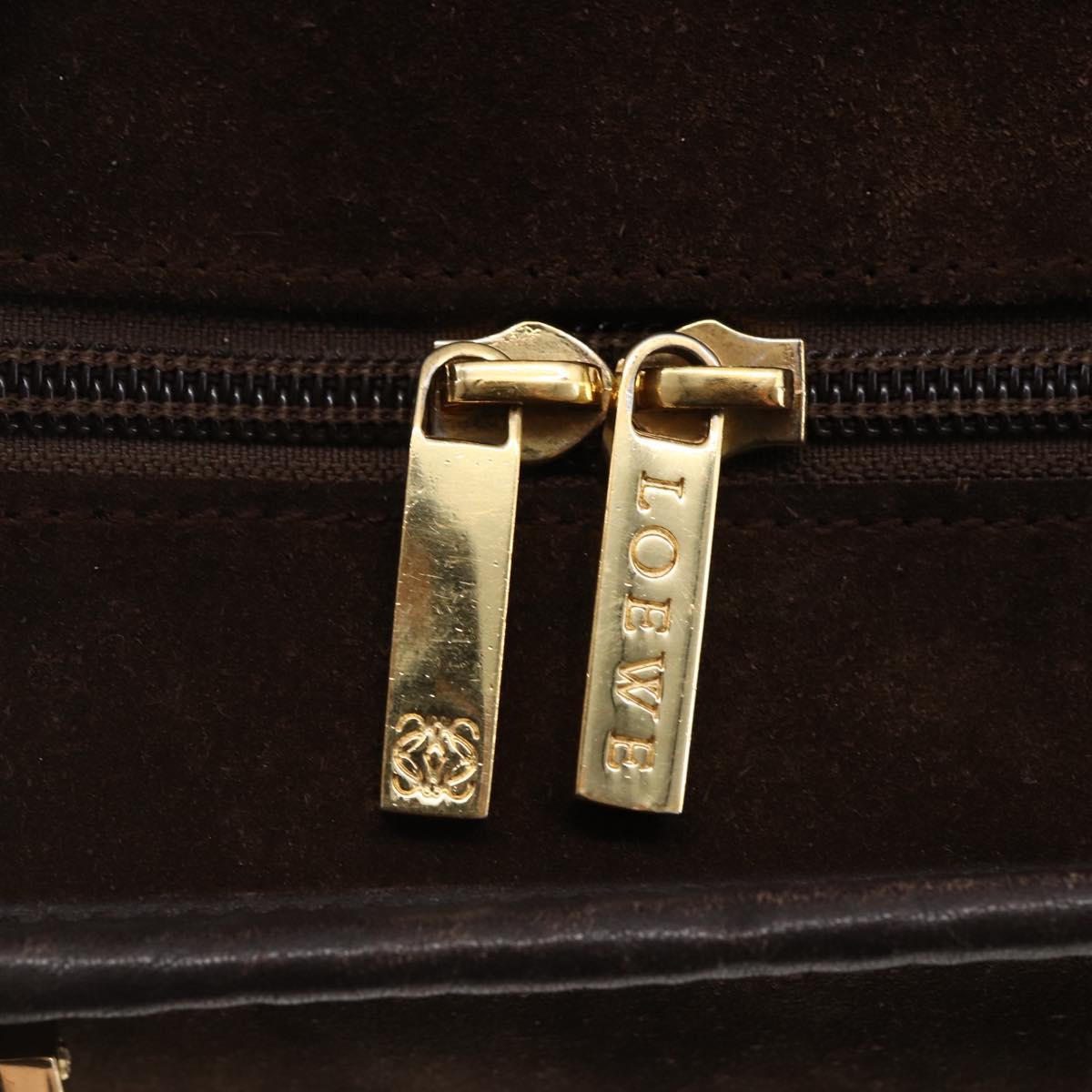 LOEWE Anagram Amazona 32 Hand Bag Suede Brown Gold Auth ep11227