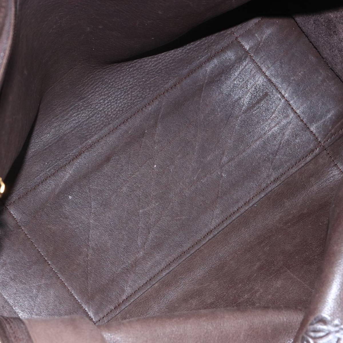 LOEWE Anagram Amazona 32 Hand Bag Suede Brown Gold Auth ep11227
