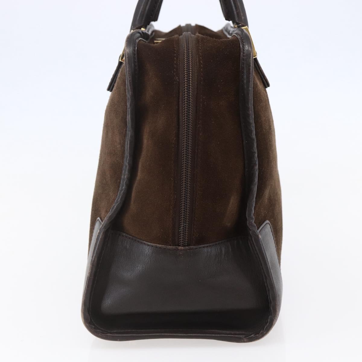 LOEWE Anagram Amazona 32 Hand Bag Suede Brown Gold Auth ep11227