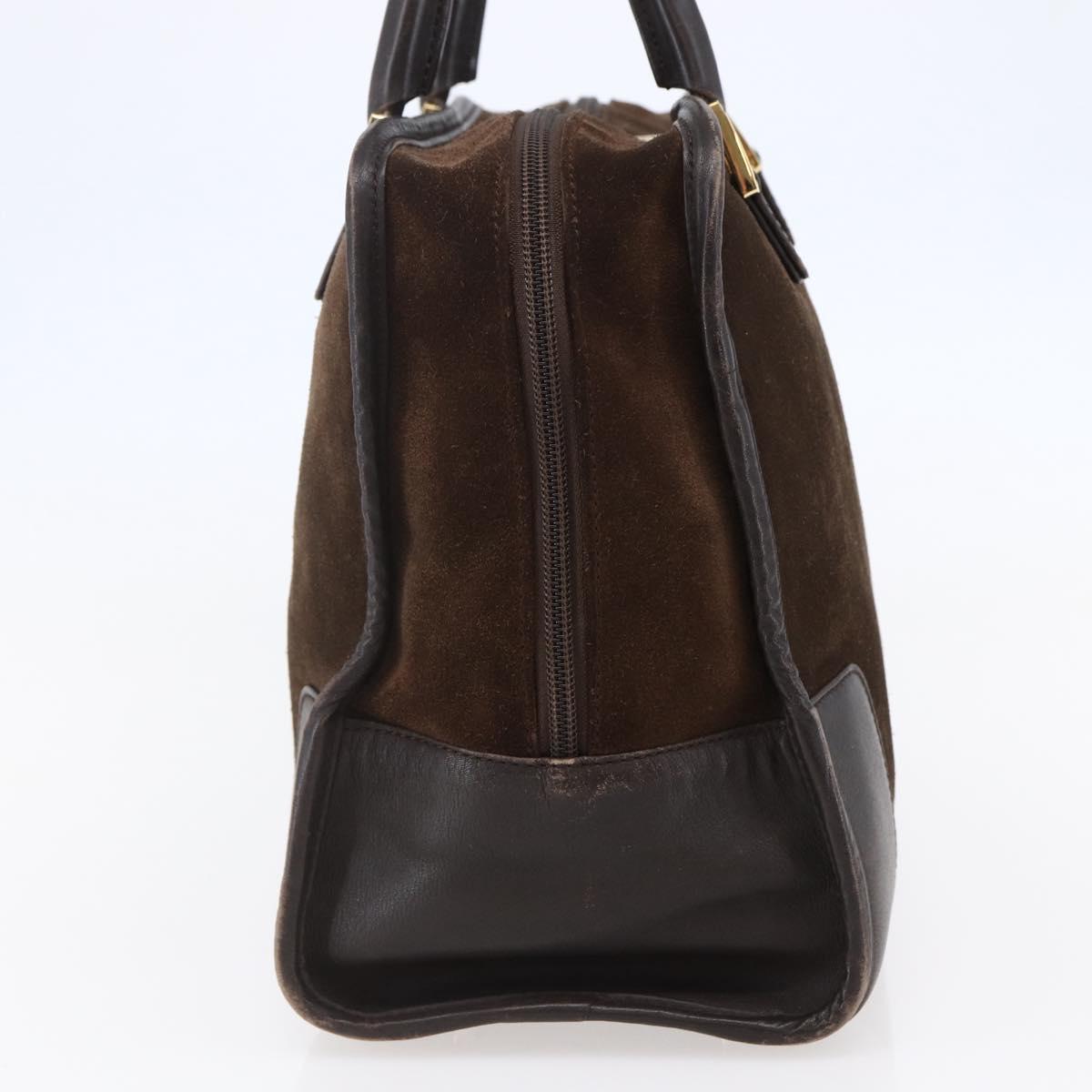 LOEWE Anagram Amazona 32 Hand Bag Suede Brown Gold Auth ep11227