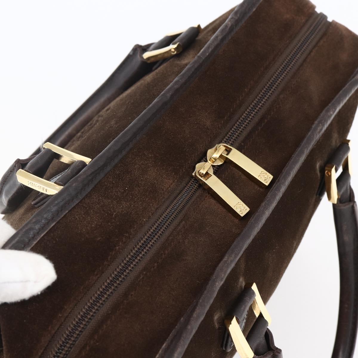 LOEWE Anagram Amazona 32 Hand Bag Suede Brown Gold Auth ep11227