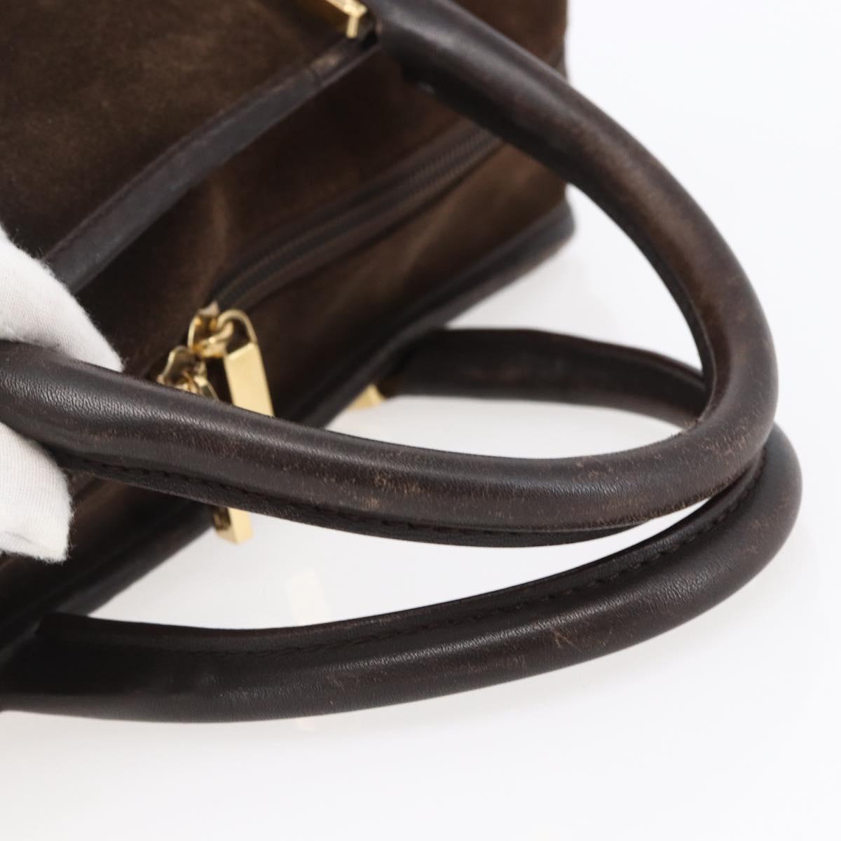 LOEWE Anagram Amazona 32 Hand Bag Suede Brown Gold Auth ep11227