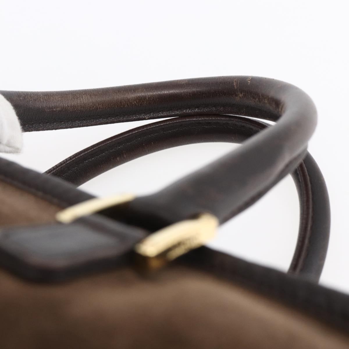 LOEWE Anagram Amazona 32 Hand Bag Suede Brown Gold Auth ep11227