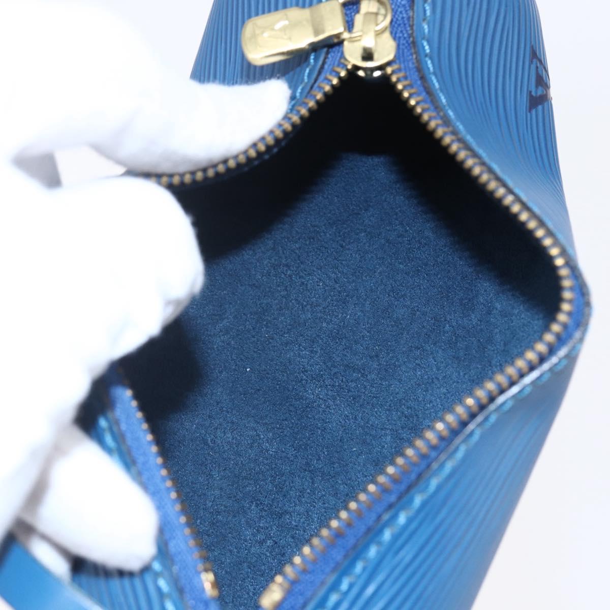 LOUIS VUITTON Epi Soufflot Pouch Blue LV Auth ep11230