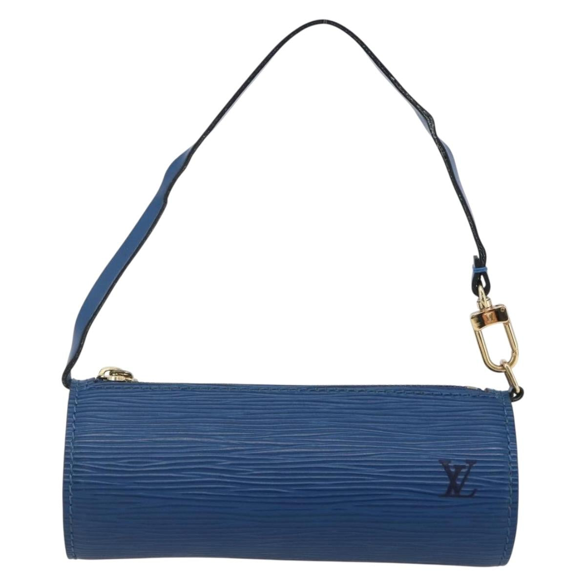 LOUIS VUITTON Epi Soufflot Pouch Blue LV Auth ep11230