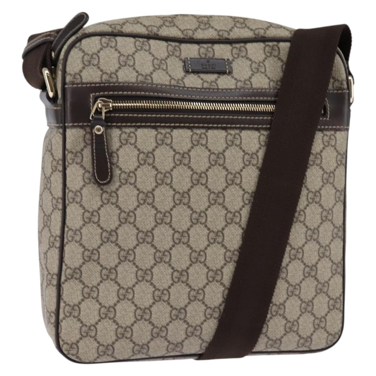 GUCCI GG Supreme Shoulder Bag PVC Beige Gold 201448 Auth ep11234