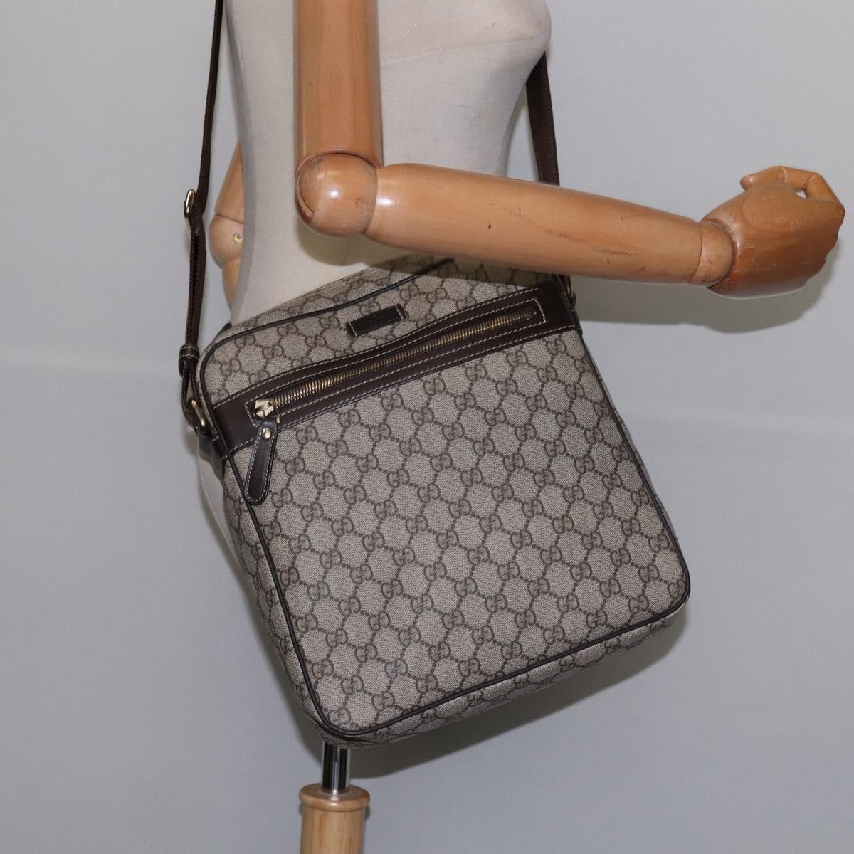 GUCCI GG Supreme Shoulder Bag PVC Beige Gold 201448 Auth ep11234