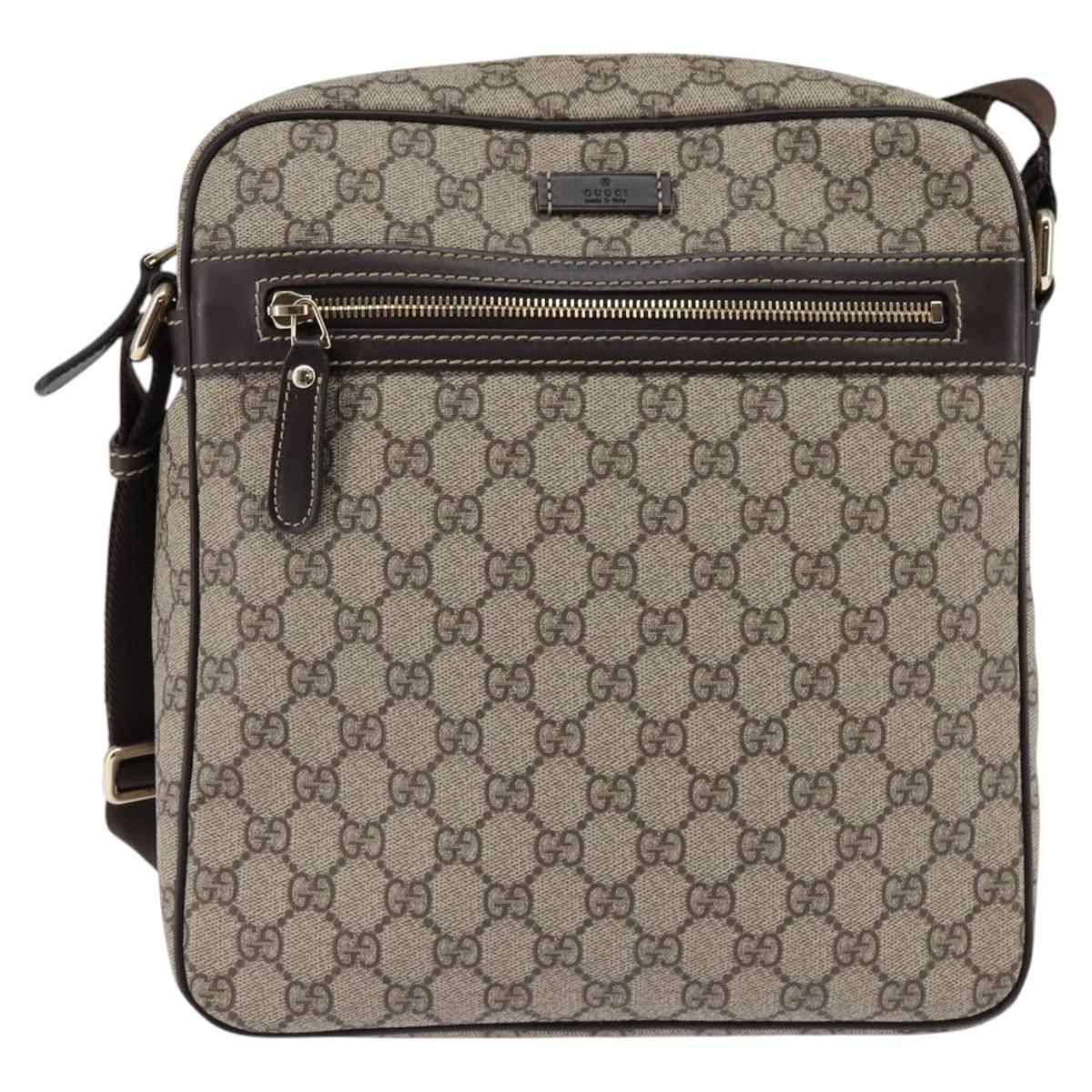 GUCCI GG Supreme Shoulder Bag PVC Beige Gold 201448 Auth ep11234