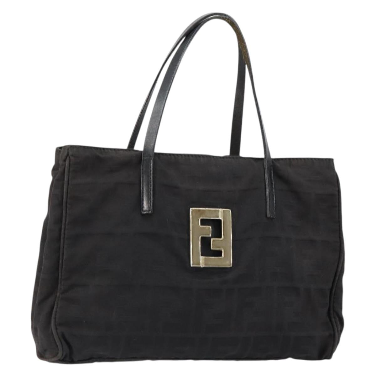 FENDI Zucca Canvas Hand Bag Black Auth ep11239