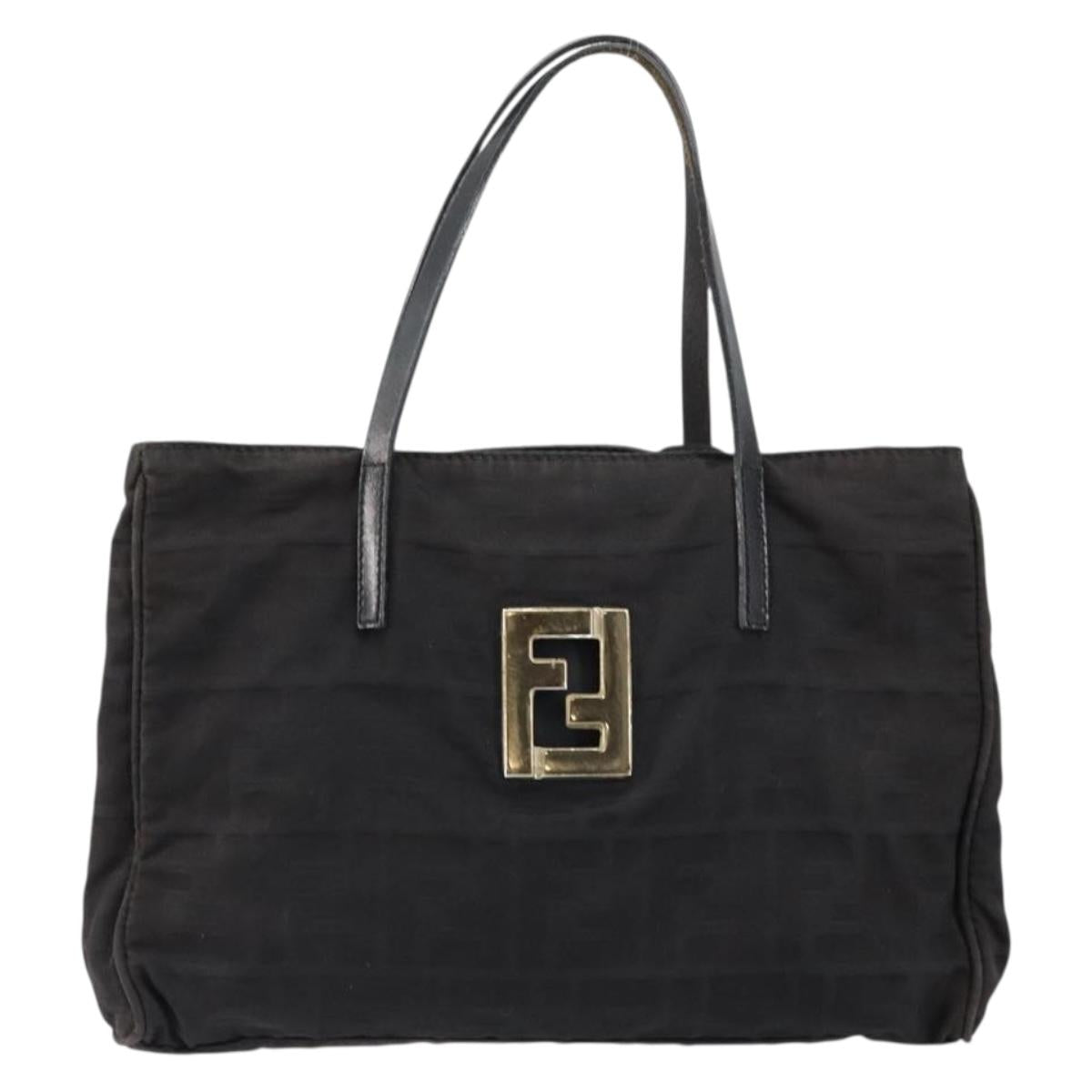 FENDI Zucca Canvas Hand Bag Black Auth ep11239