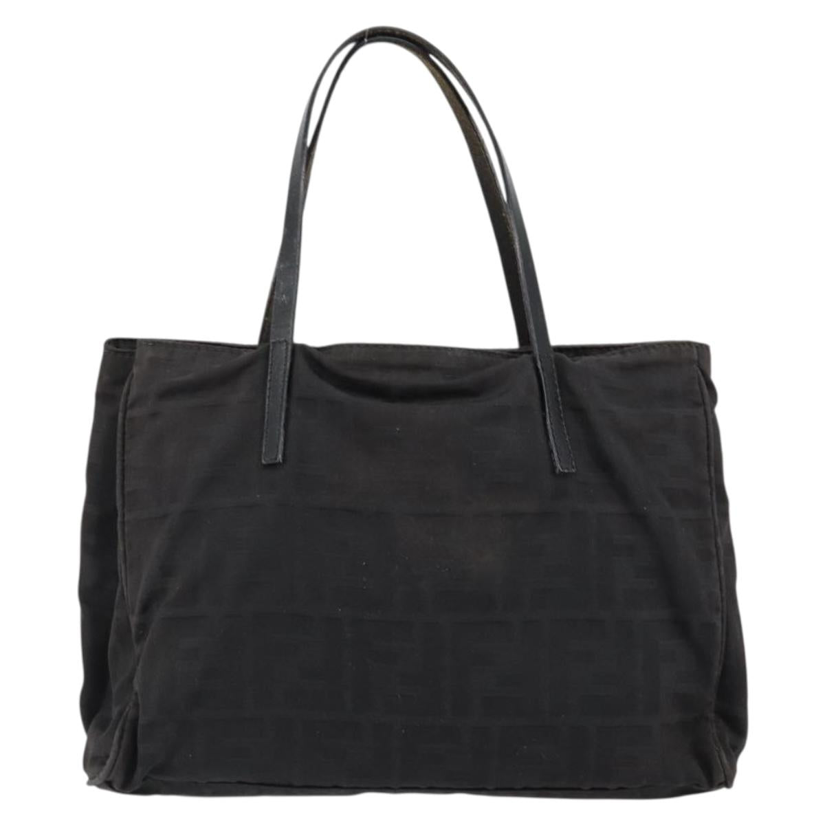 FENDI Zucca Canvas Hand Bag Black Auth ep11239