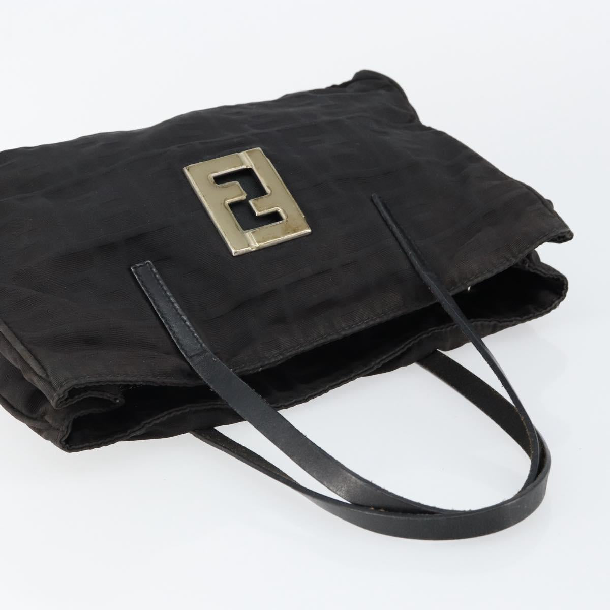 FENDI Zucca Canvas Hand Bag Black Auth ep11239