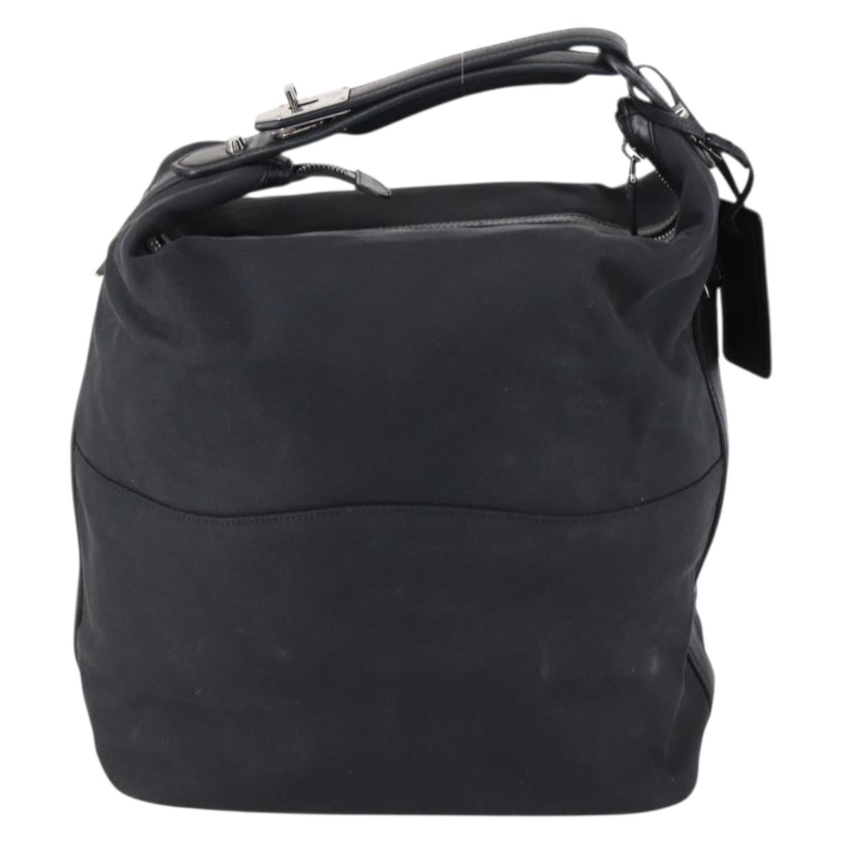 GUCCI Shoulder Bag Canvas Black Auth ep11240