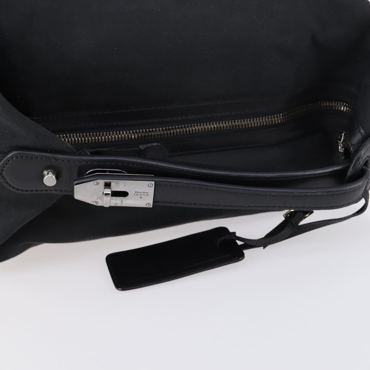 GUCCI Shoulder Bag Canvas Black Auth ep11240