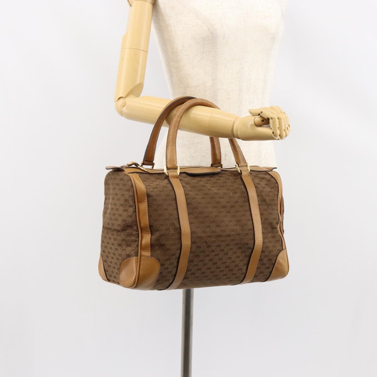 GUCCI Micro GG Canvas Boston Bag Beige Gold Auth ep11245