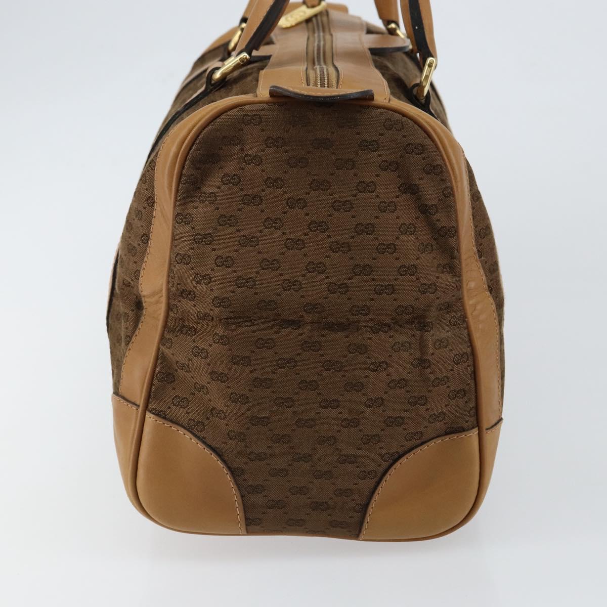 GUCCI Micro GG Canvas Boston Bag Beige Gold Auth ep11245
