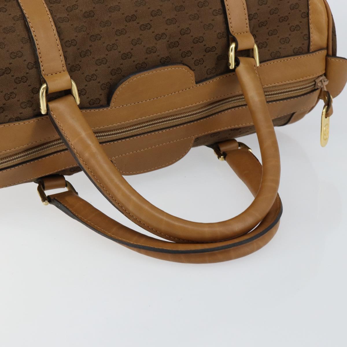 GUCCI Micro GG Canvas Boston Bag Beige Gold Auth ep11245