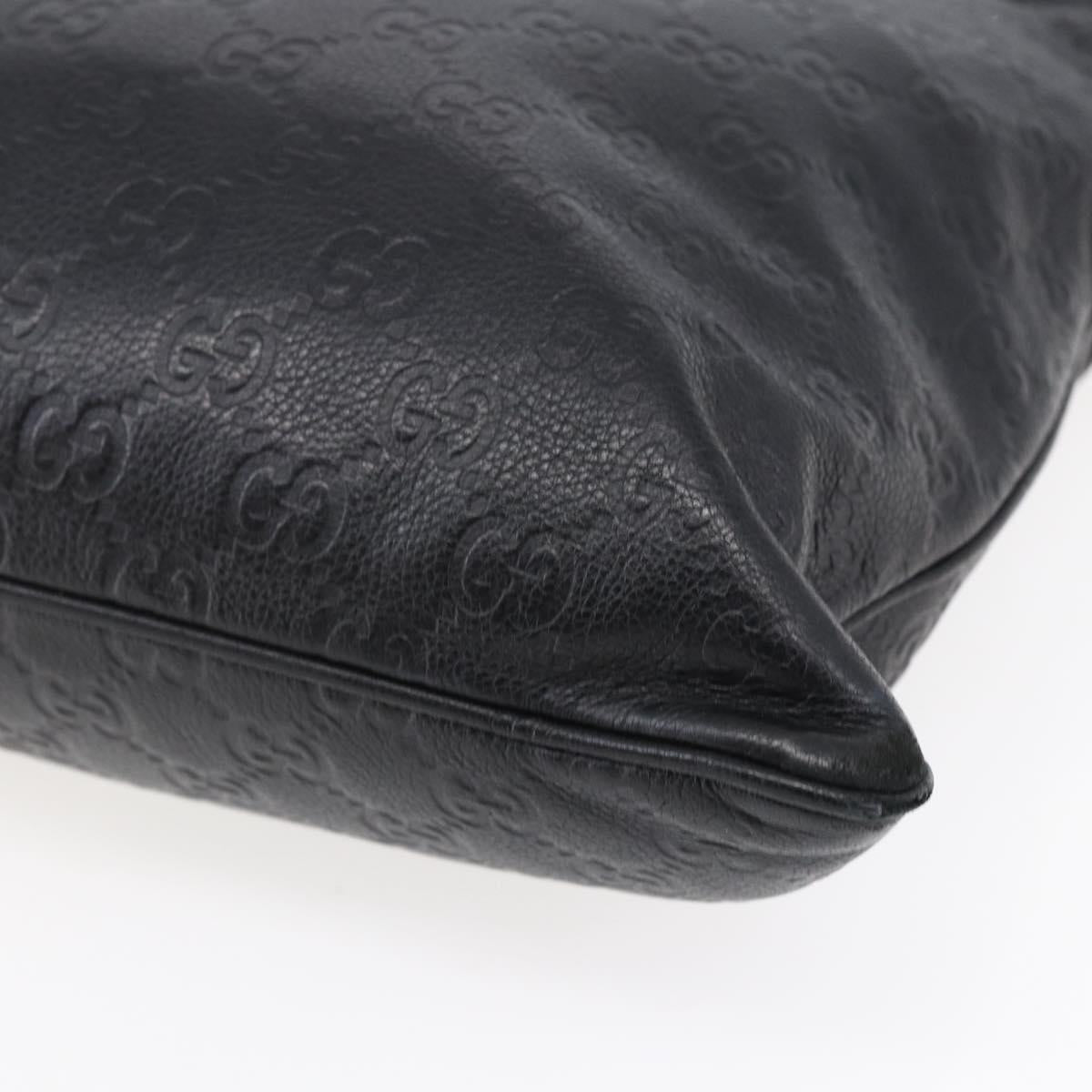 GUCCI GG Canvas Guccissima Shoulder Bag Leather Black Gold 201446 Auth ep11249