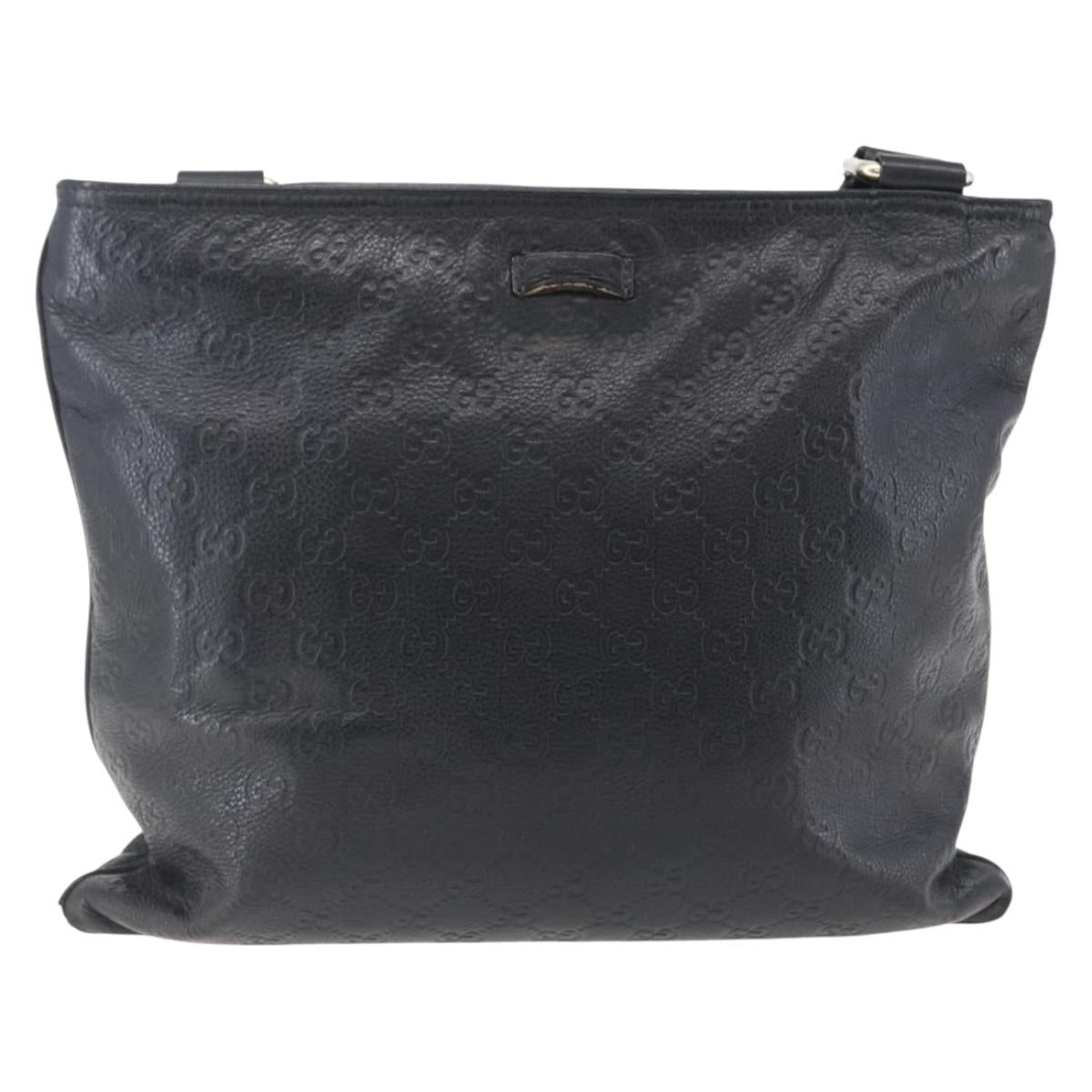 GUCCI GG Canvas Guccissima Shoulder Bag Leather Black Gold 201446 Auth ep11249