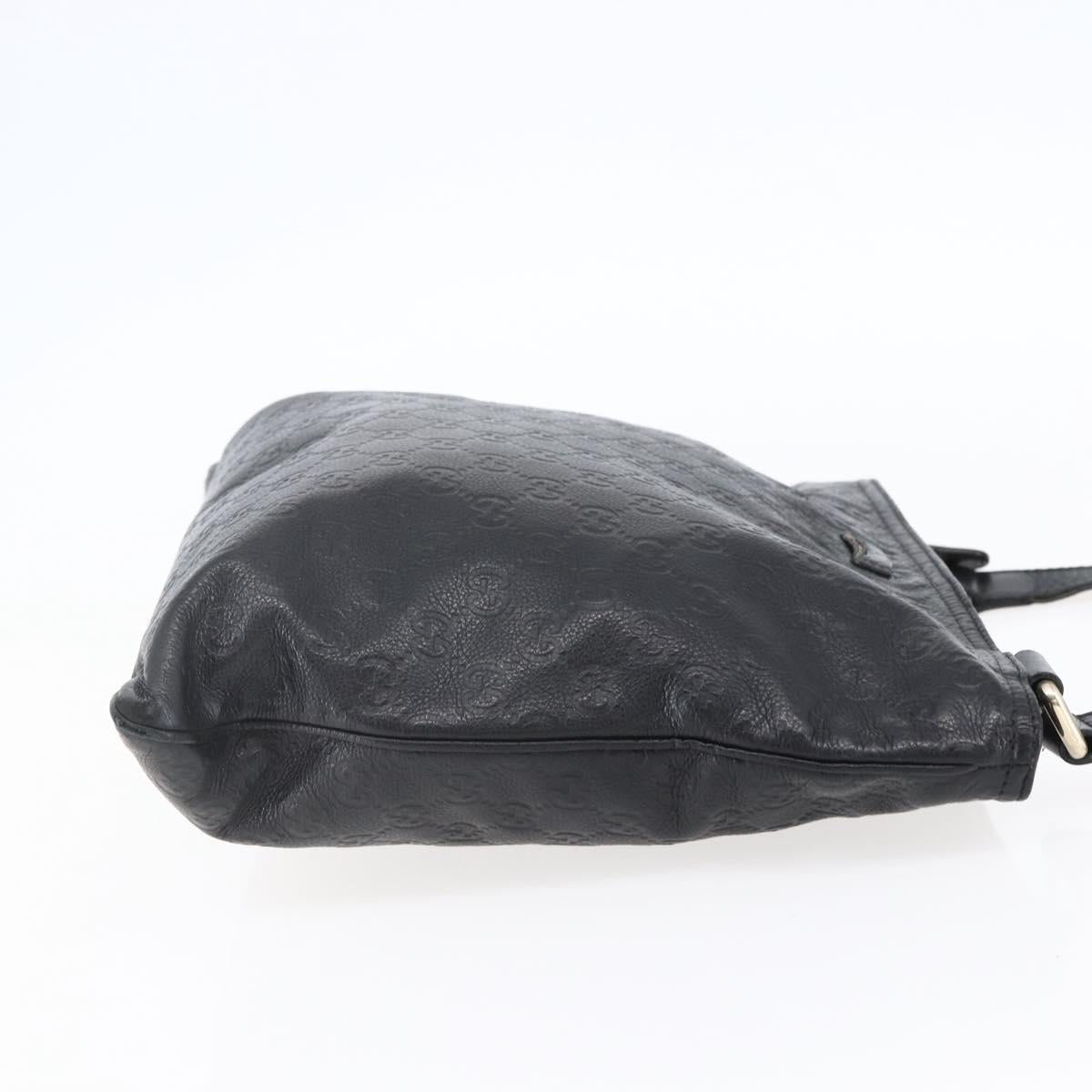 GUCCI GG Canvas Guccissima Shoulder Bag Leather Black Gold 201446 Auth ep11249