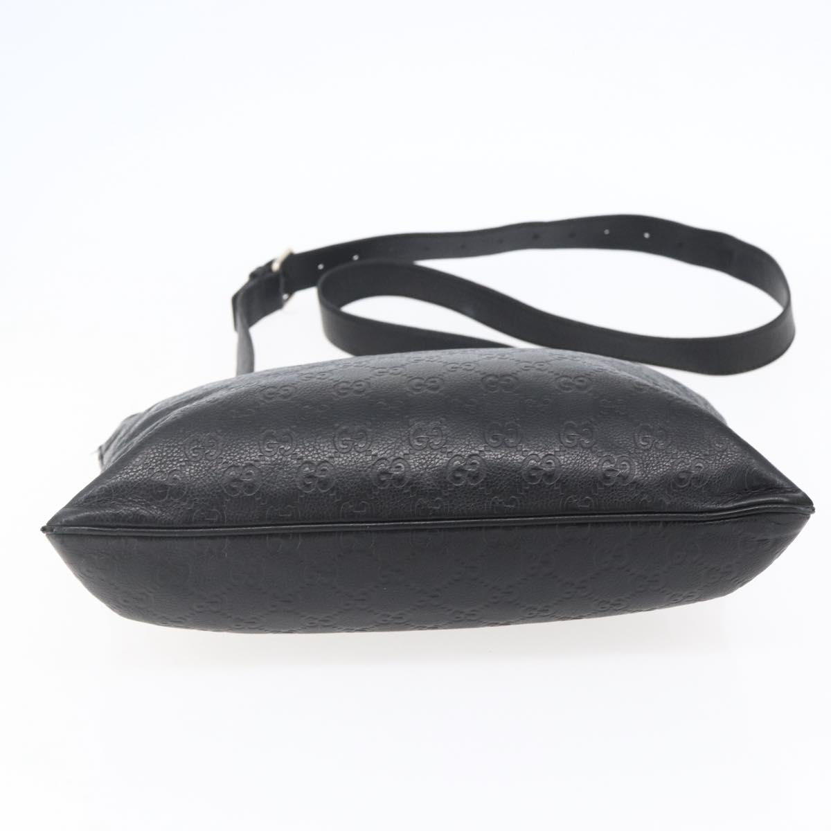 GUCCI GG Canvas Guccissima Shoulder Bag Leather Black Gold 201446 Auth ep11249