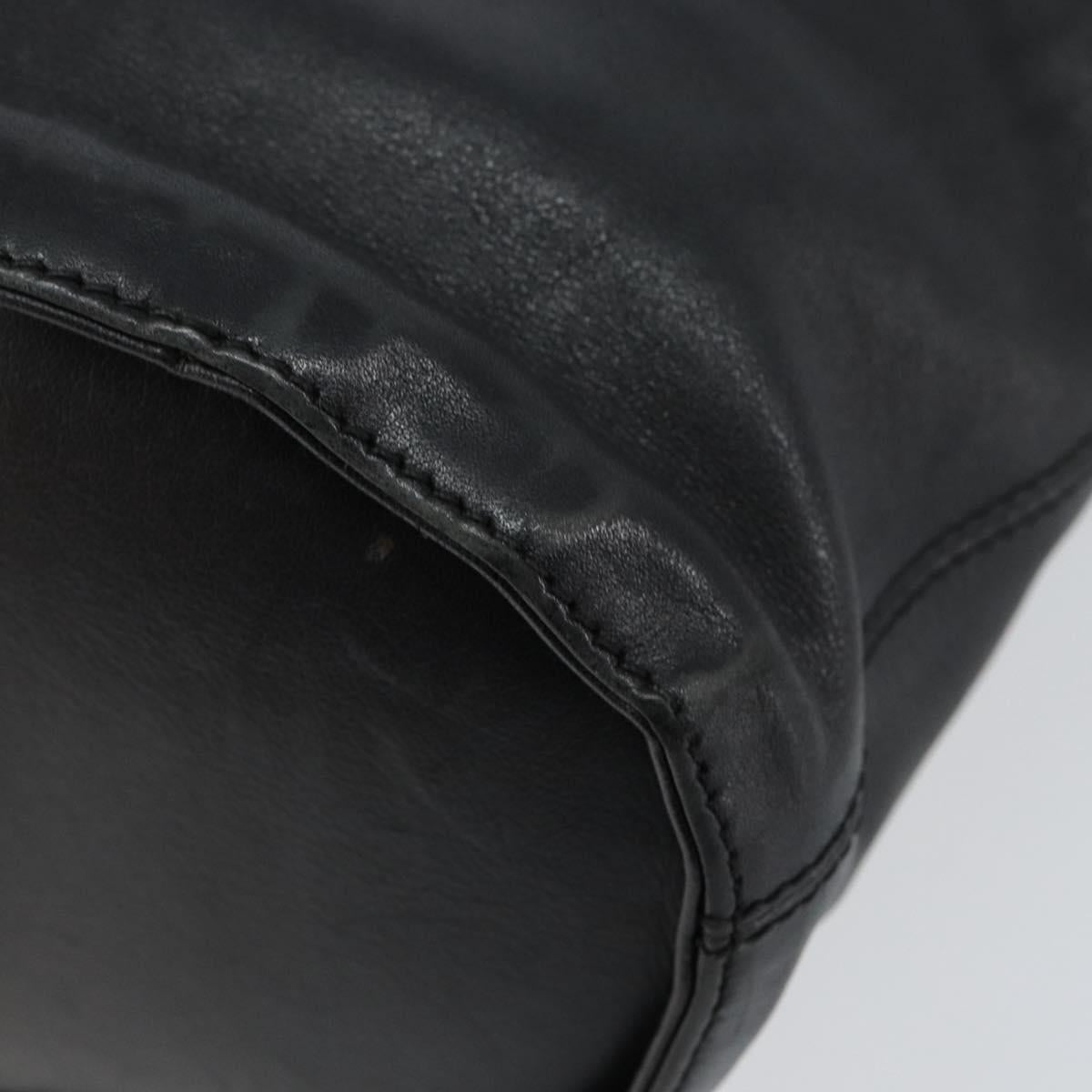 LOEWE Hand Bag Leather Black Gold Auth ep11258