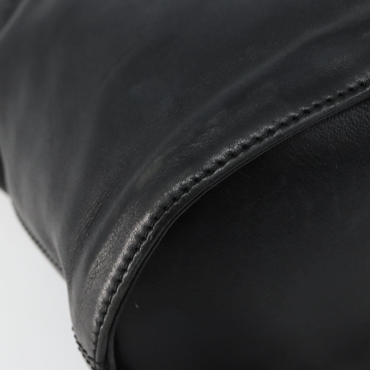 LOEWE Hand Bag Leather Black Gold Auth ep11258