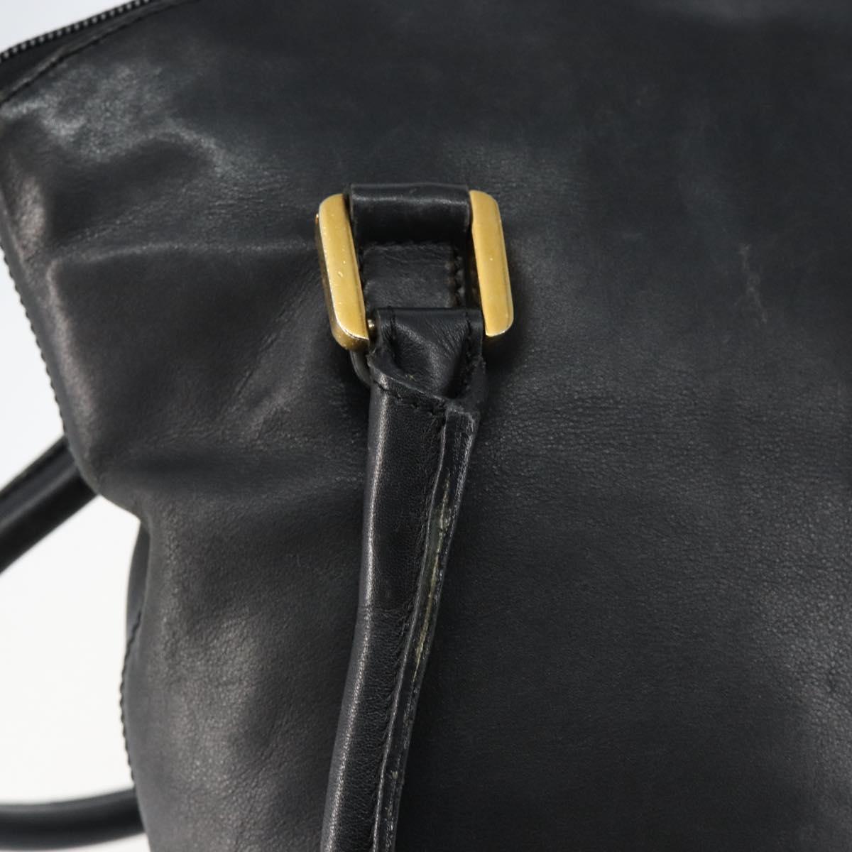 LOEWE Hand Bag Leather Black Gold Auth ep11258