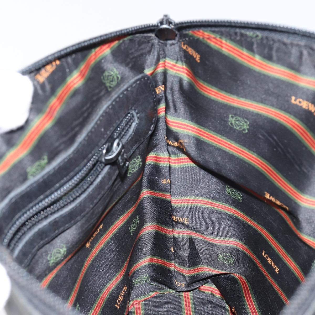 LOEWE Hand Bag Leather Black Gold Auth ep11258