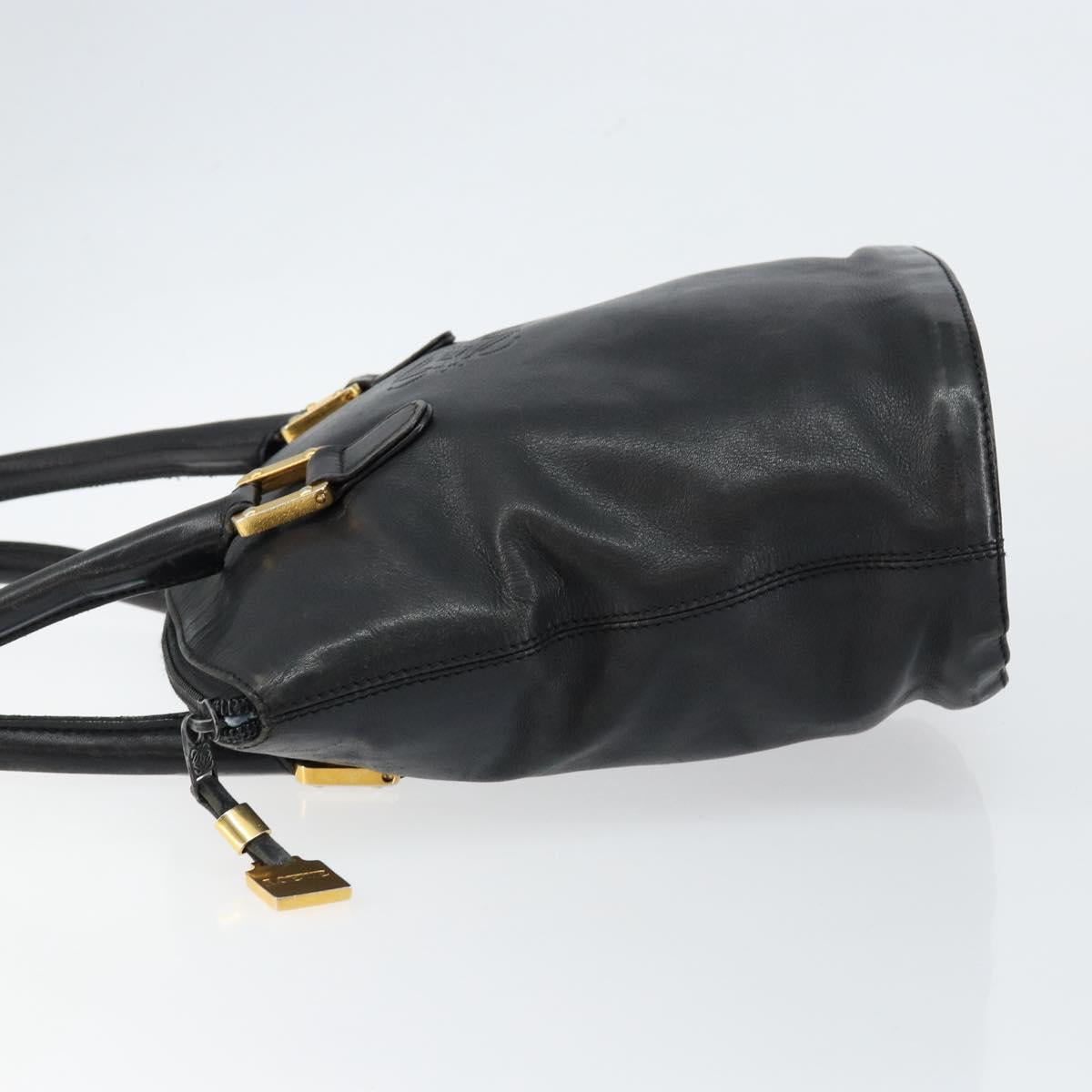 LOEWE Hand Bag Leather Black Gold Auth ep11258