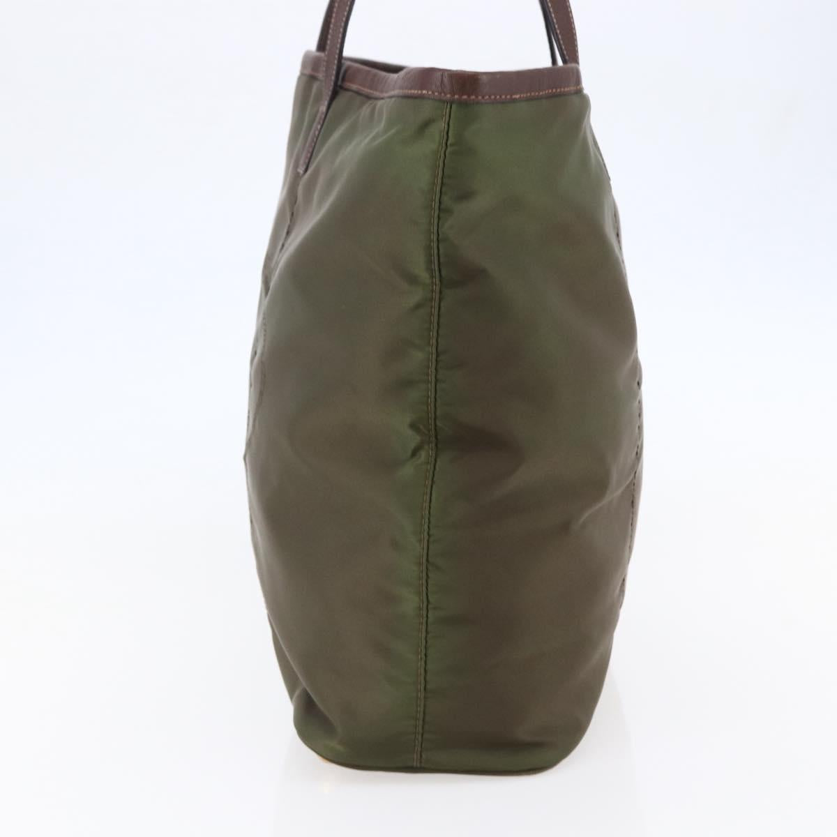 PRADA Tote Bag Nylon Khaki Gold Auth ep11268
