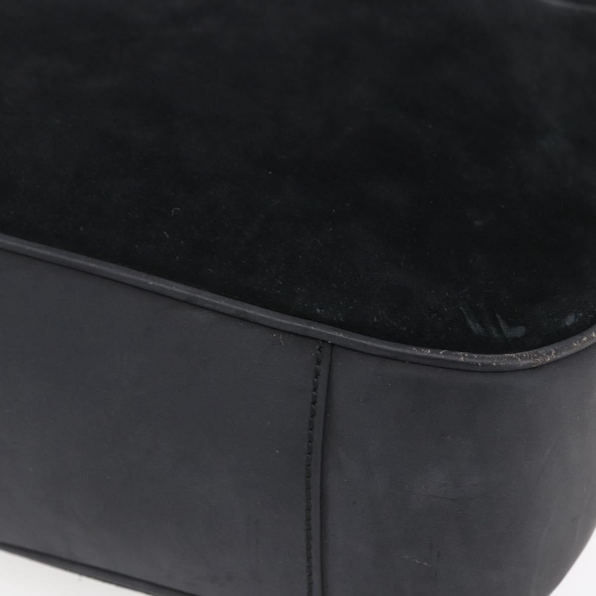 GUCCI Bamboo Shoulder Bag Suede Black Gold 001 1014 1577 Auth ep11269