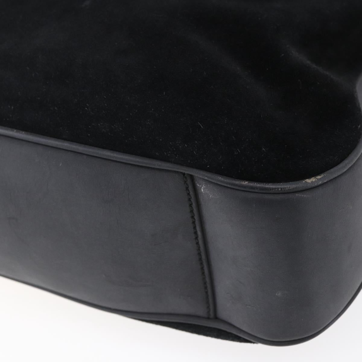 GUCCI Bamboo Shoulder Bag Suede Black Gold 001 1014 1577 Auth ep11269