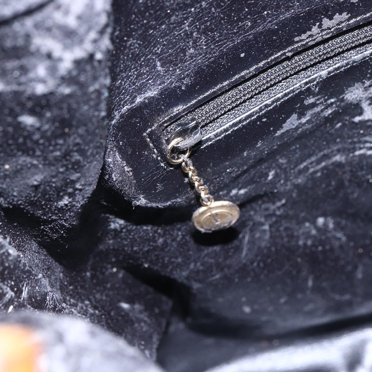GUCCI Bamboo Shoulder Bag Suede Black Gold 001 1014 1577 Auth ep11269