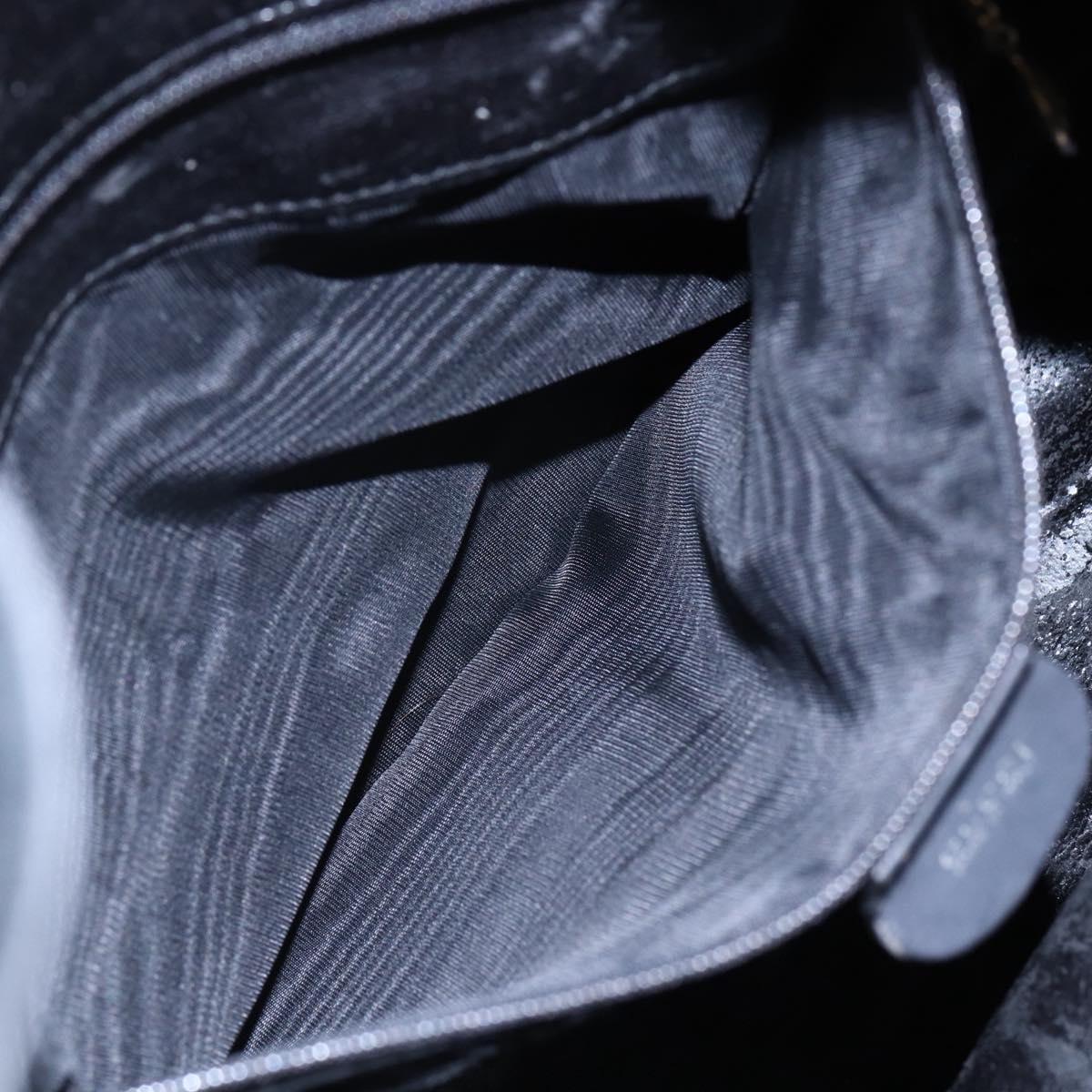 GUCCI Bamboo Shoulder Bag Suede Black Gold 001 1014 1577 Auth ep11269