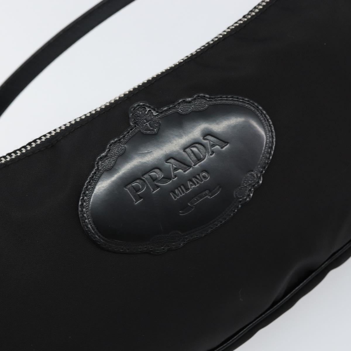PRADA Accessory Pouch Nylon Black Silver Auth ep11271