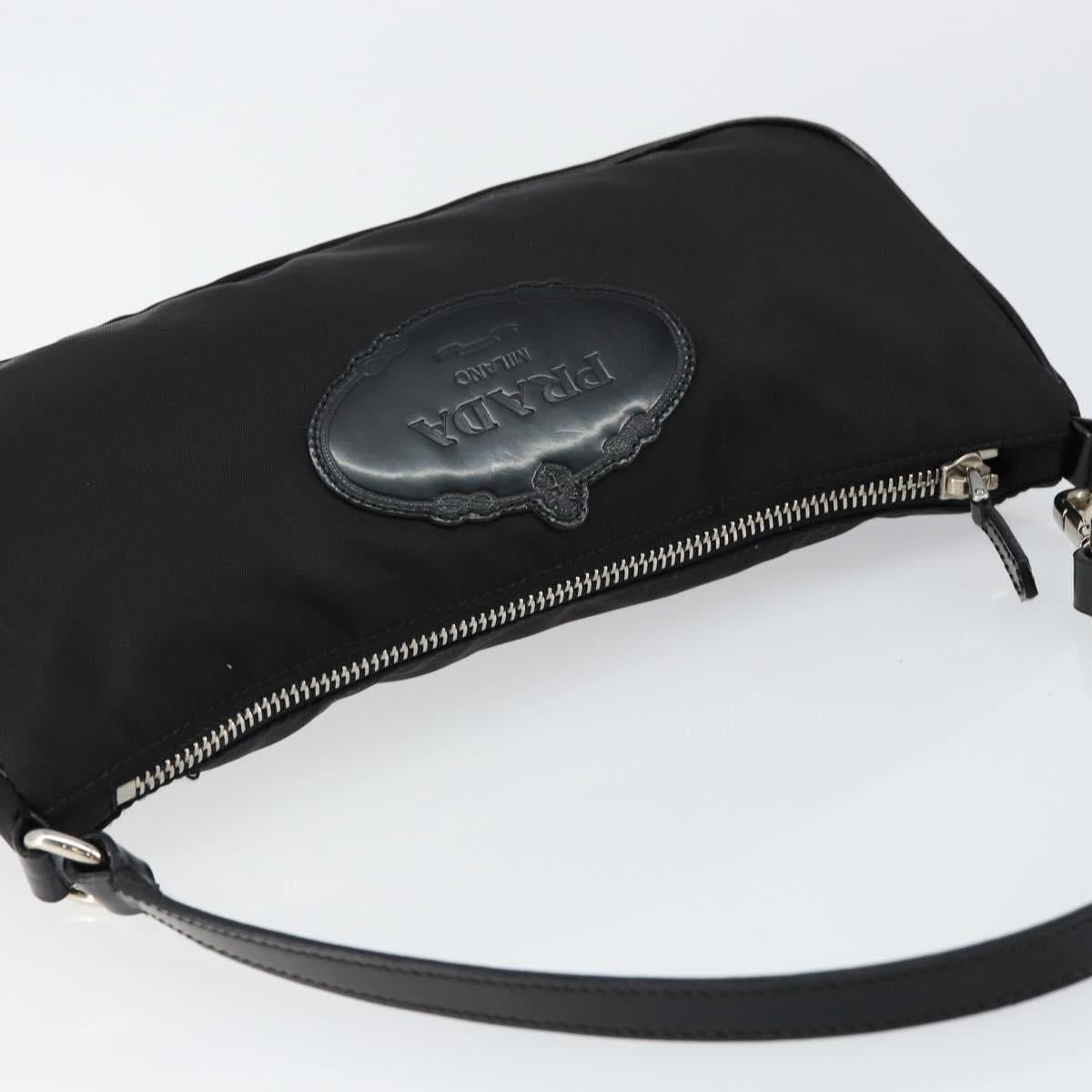 PRADA Accessory Pouch Nylon Black Silver Auth ep11271