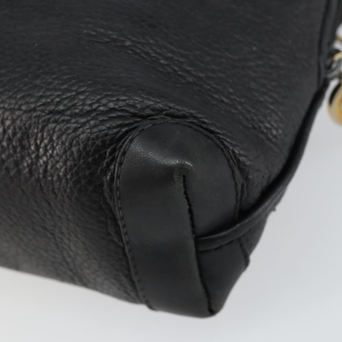 GUCCI Interlocking Shoulder Bag Leather Black Gold 007 58 0093 Auth ep11276