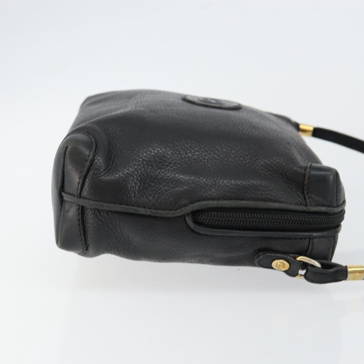 GUCCI Interlocking Shoulder Bag Leather Black Gold 007 58 0093 Auth ep11276