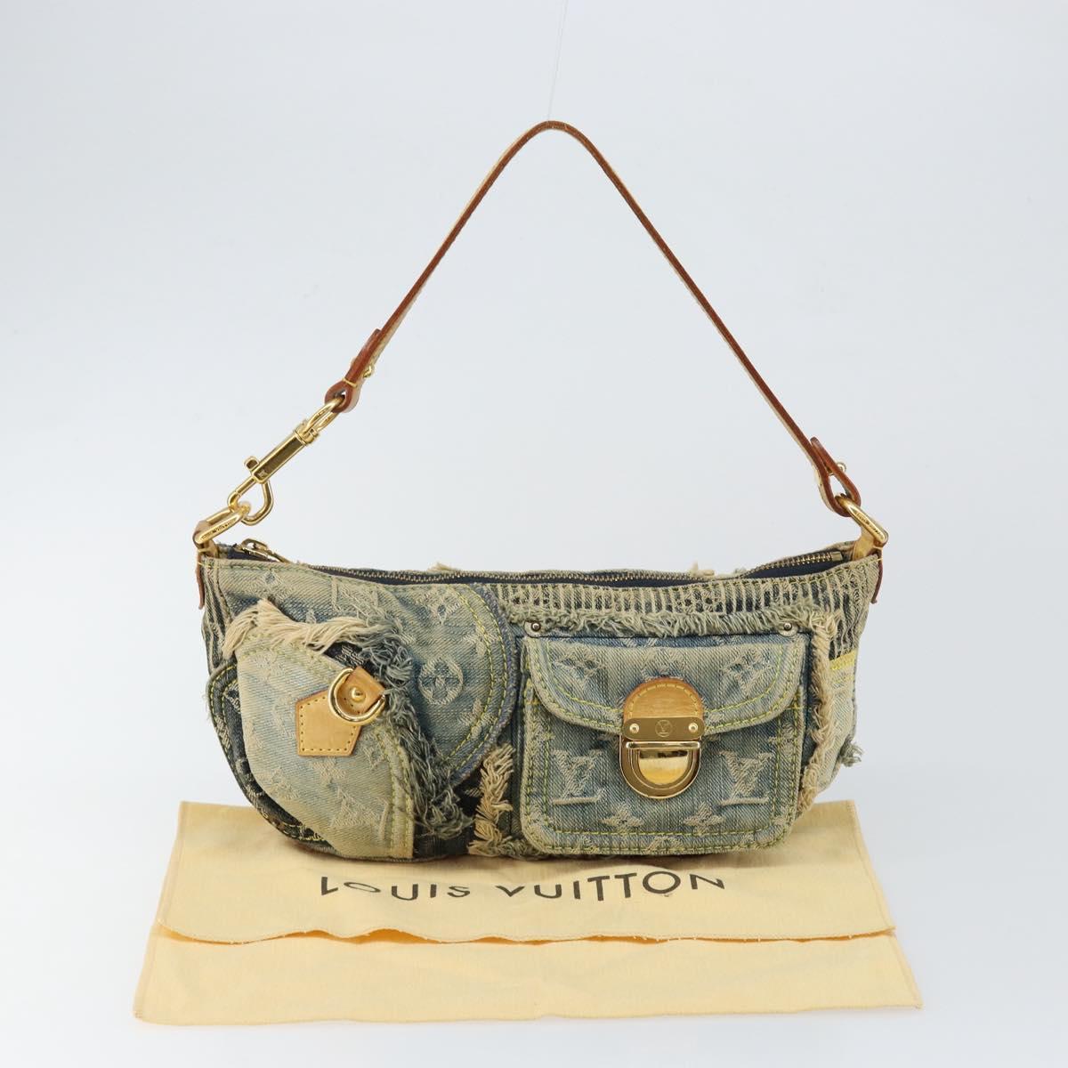 LOUIS VUITTON Monogram Denim Pouch Shoulder Bag Blue M95382 LV Auth ep11281