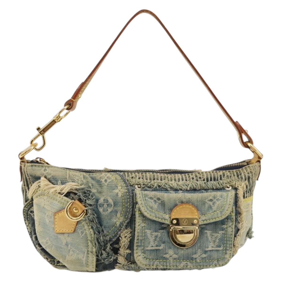 LOUIS VUITTON Monogram Denim Pouch Shoulder Bag Blue M95382 LV Auth ep11281