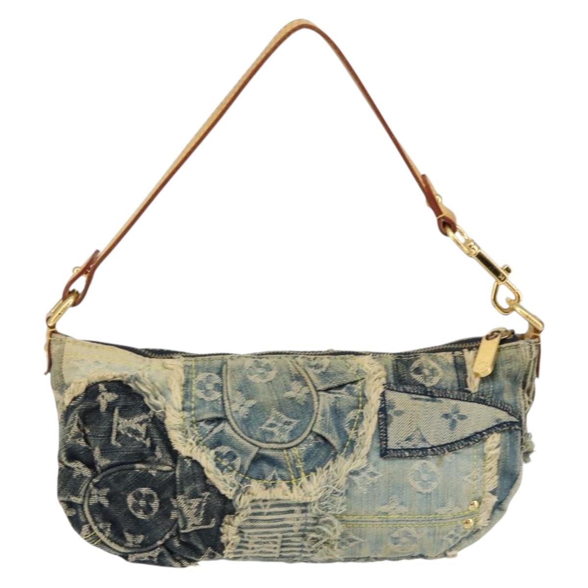 LOUIS VUITTON Monogram Denim Pouch Shoulder Bag Blue M95382 LV Auth ep11281