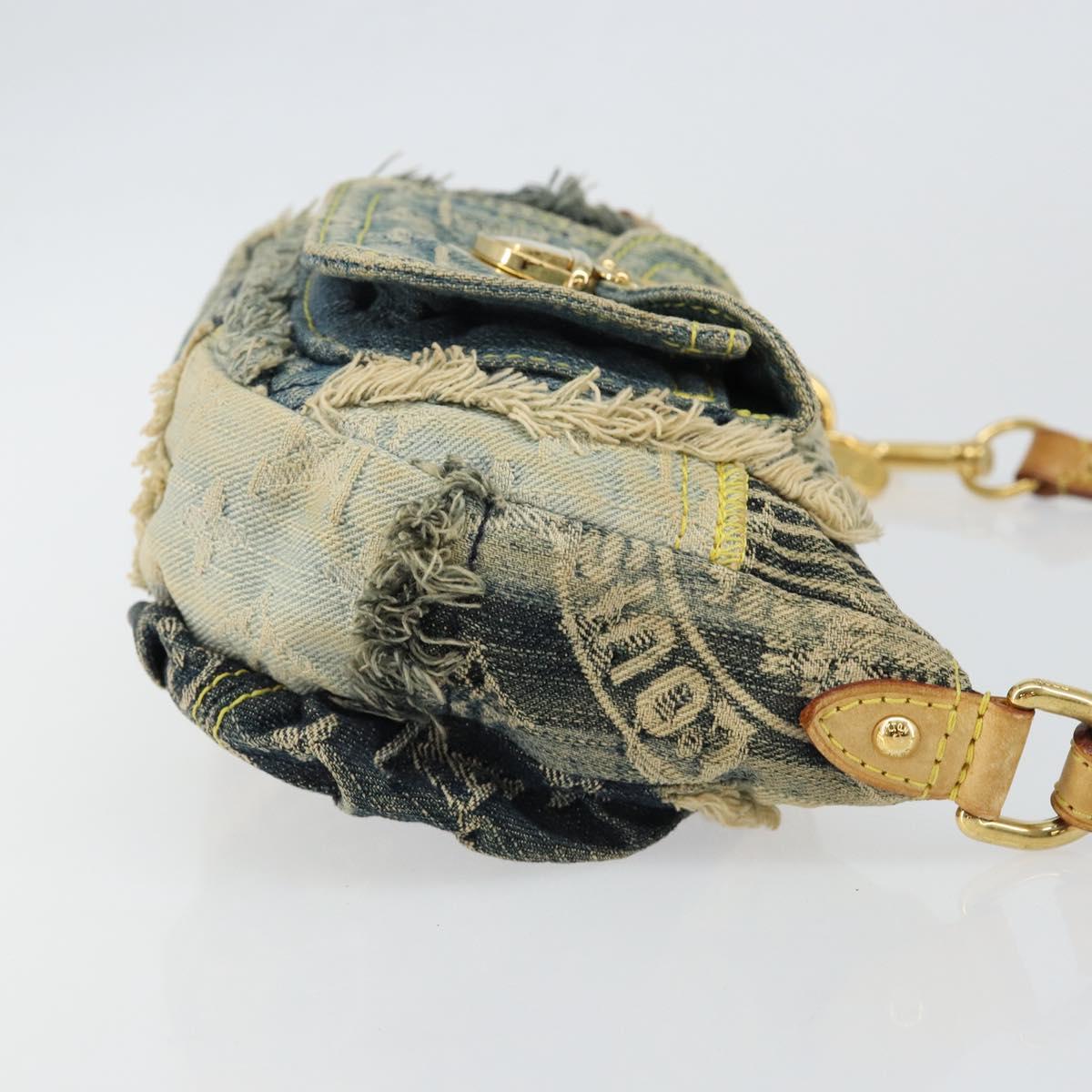 LOUIS VUITTON Monogram Denim Pouch Shoulder Bag Blue M95382 LV Auth ep11281