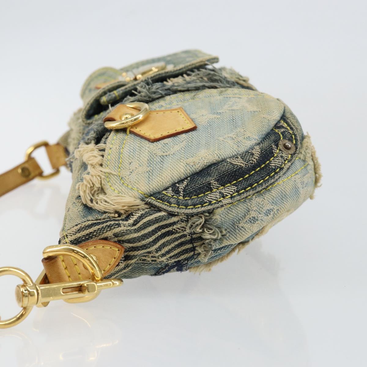 LOUIS VUITTON Monogram Denim Pouch Shoulder Bag Blue M95382 LV Auth ep11281