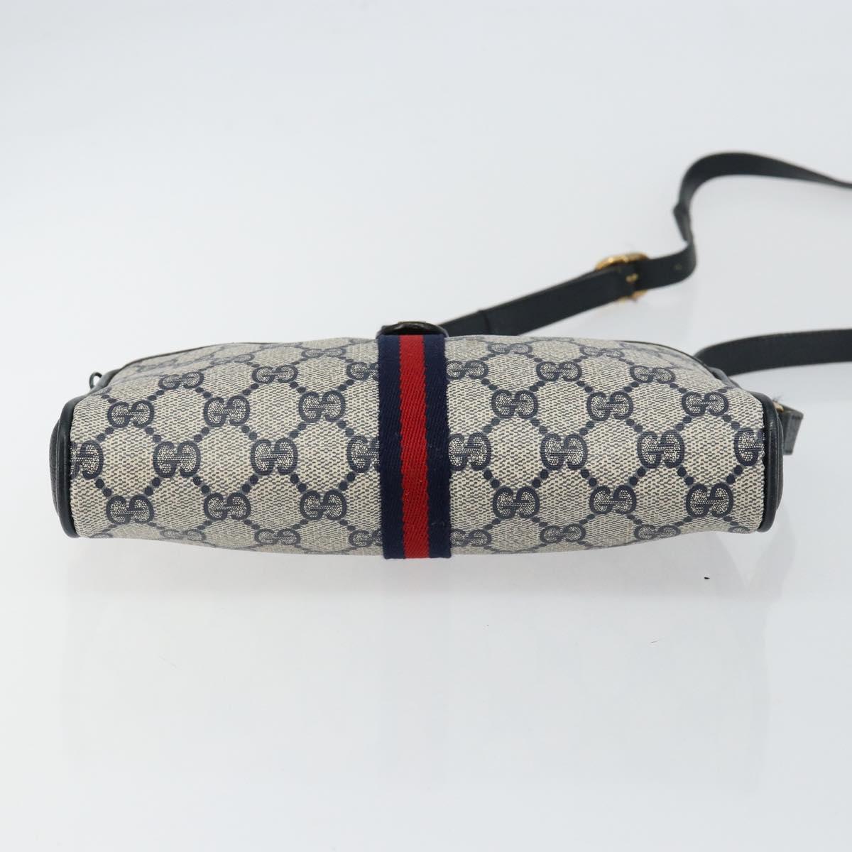 GUCCI GG Supreme Sherry Line Shoulder Bag PVC Navy Gold 10 02 055 Auth ep11283