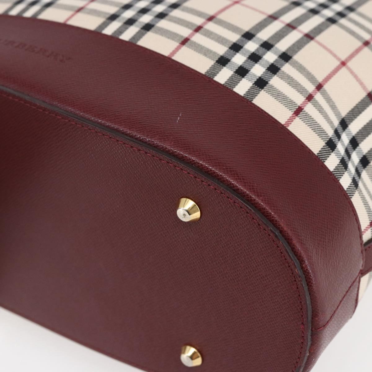 BURBERRY Nova Check Tote Bag Canvas Beige Gold Auth ep11287