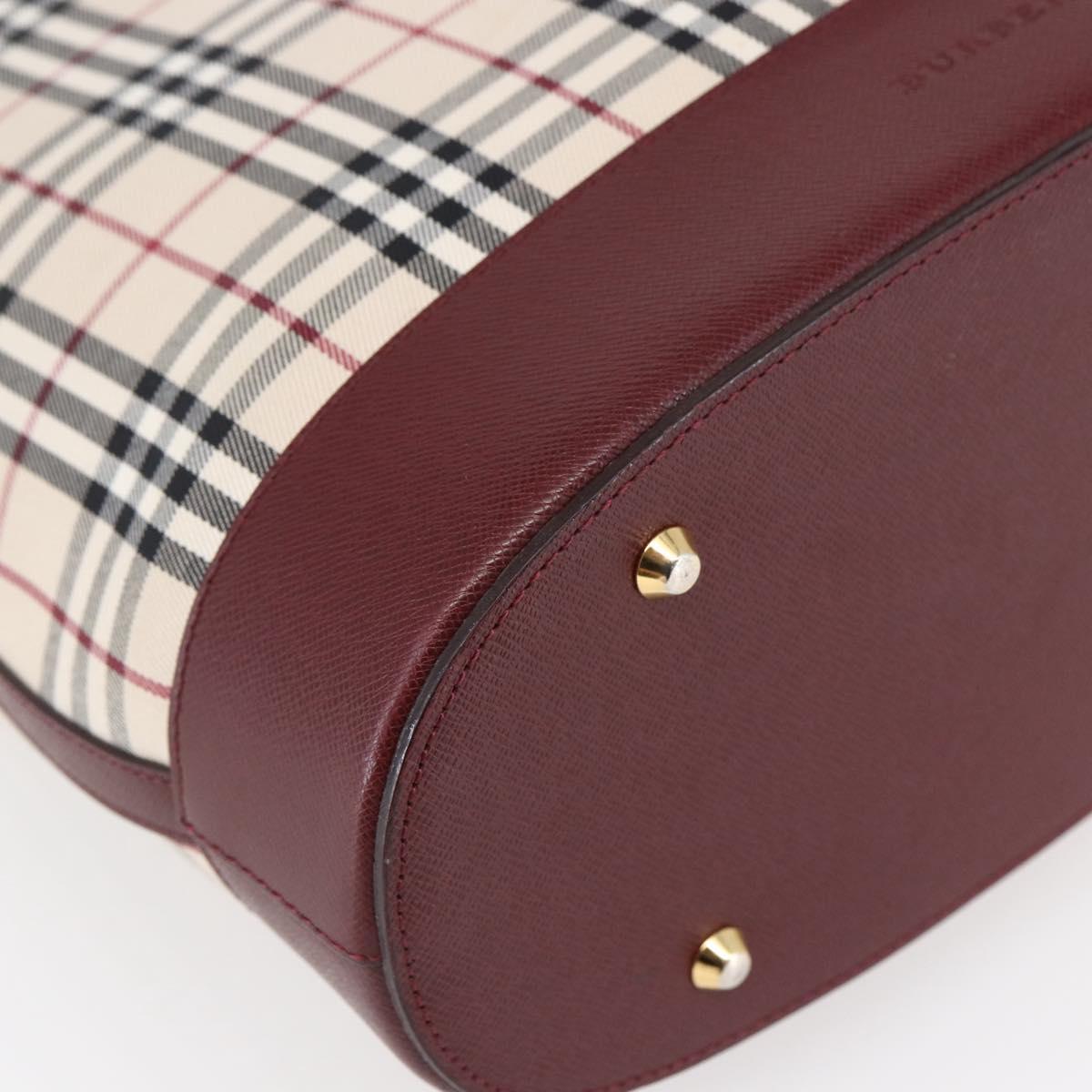 BURBERRY Nova Check Tote Bag Canvas Beige Gold Auth ep11287