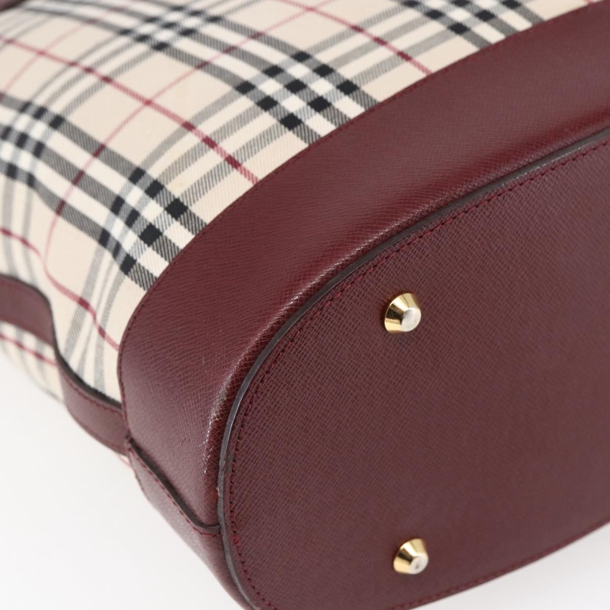 BURBERRY Nova Check Tote Bag Canvas Beige Gold Auth ep11287